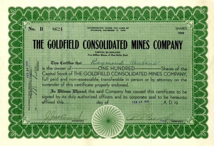 Goldfield Consolidated Mines Co. - Mining Stocks