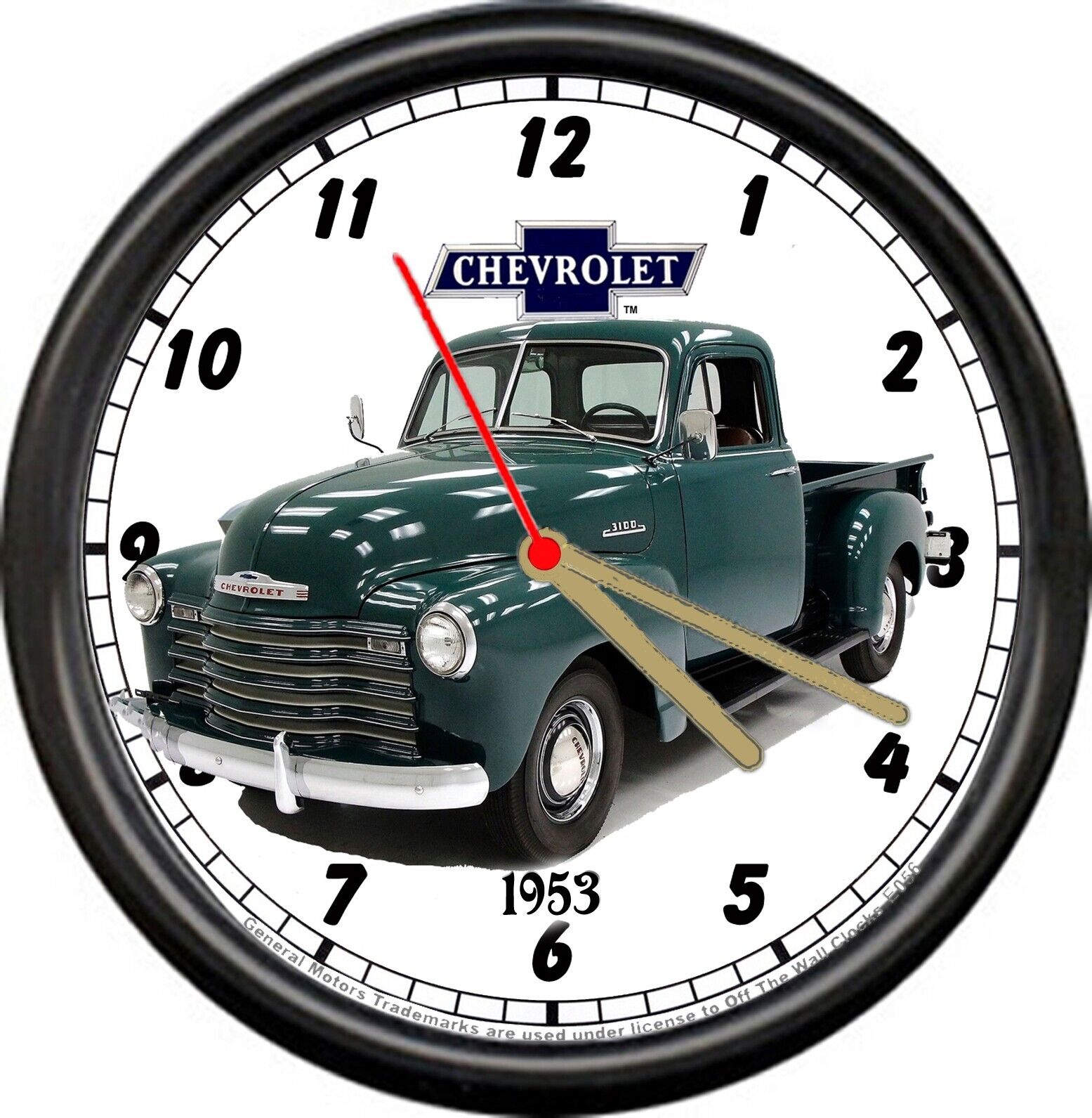 Licensed 1953 '53 Chevy Stepside Pickup Truck General Motors Sign Wall Clock