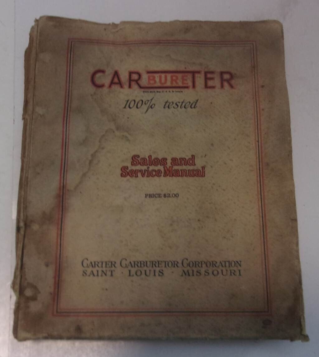 Vintage 1930\'s Carter\'s Carbureter Sales Service Manual-Carter  Carburetor Corp.