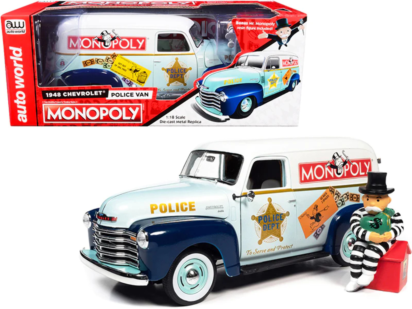 1948 Chevrolet Panel Police Van with Mr. Monopoly Figurine \