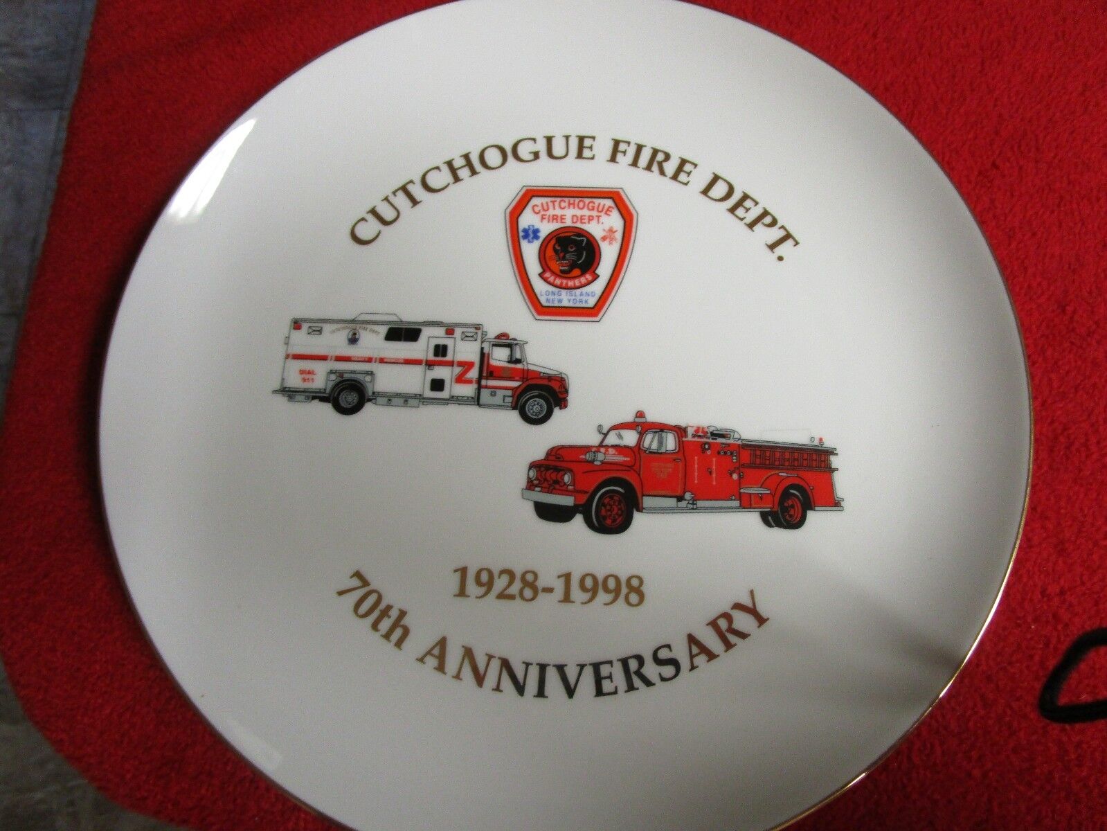 1928 to 1998 Cutchogue Fire Department 70th Anniversary Glass Plate 