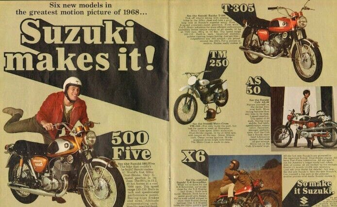 1968 Suzuki Motorcycles 16 x 20 Matted Vintage Ad Art