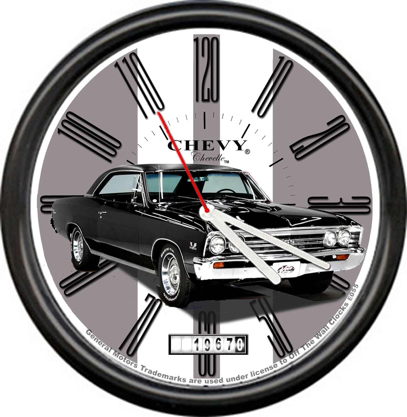 Licensed Black 1967 Classic Chevy Chevelle Chevrolet General Motors  Wall Clock