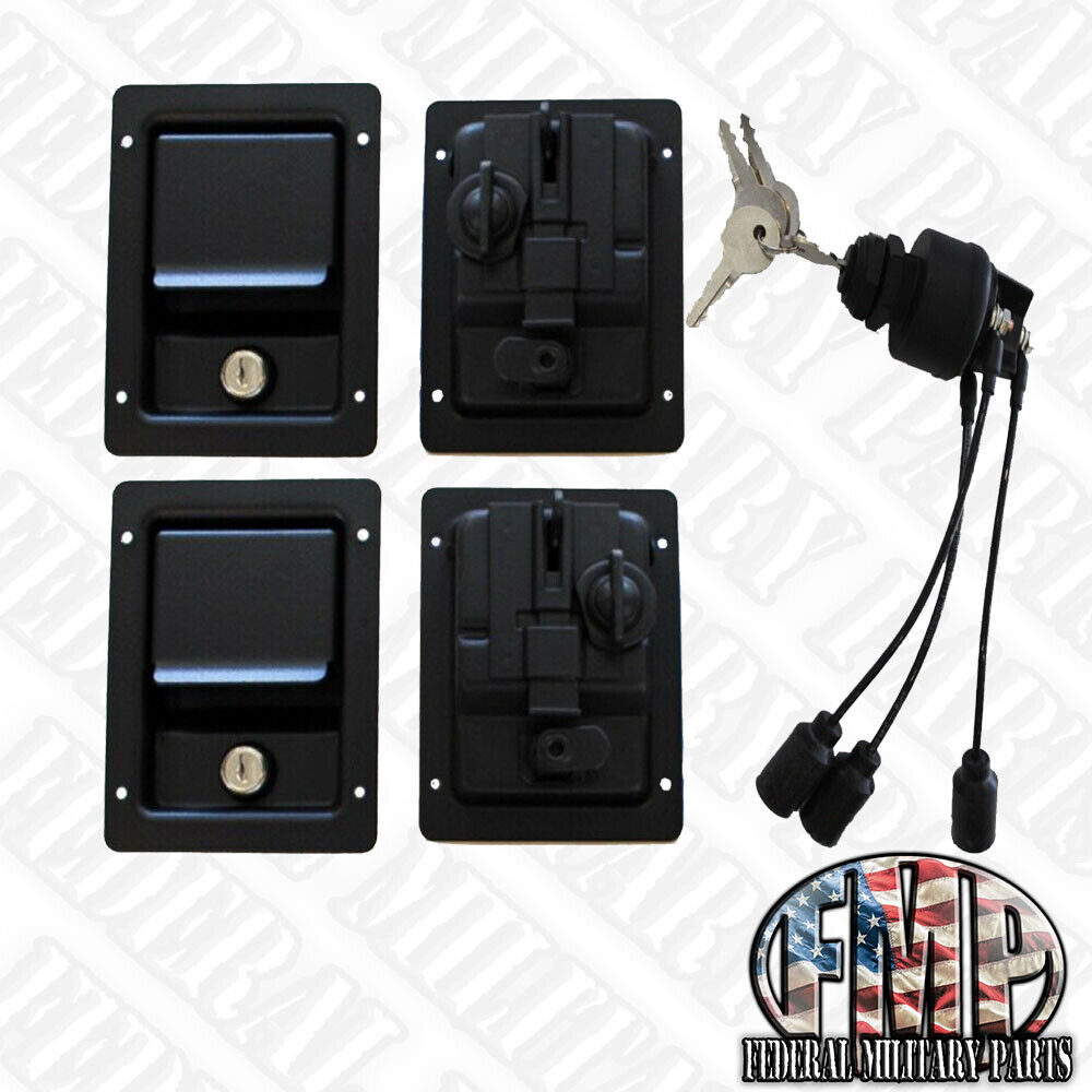 SECURITY KIT BLACK Locking Door Handles & Keyed Ignition Switch fits HUMVEE M998