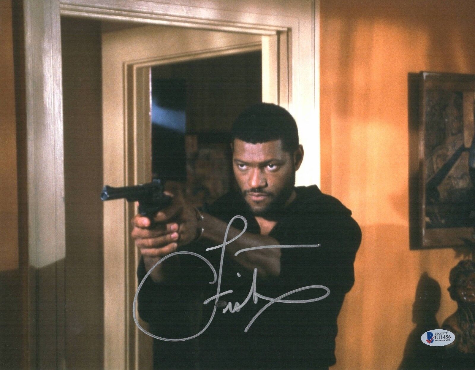 LAURENCE FISHBURNE SIGNED 11X14 PHOTO \'THE MATRIX\' AUTHENTIC AUTOGRAPH BECKETT
