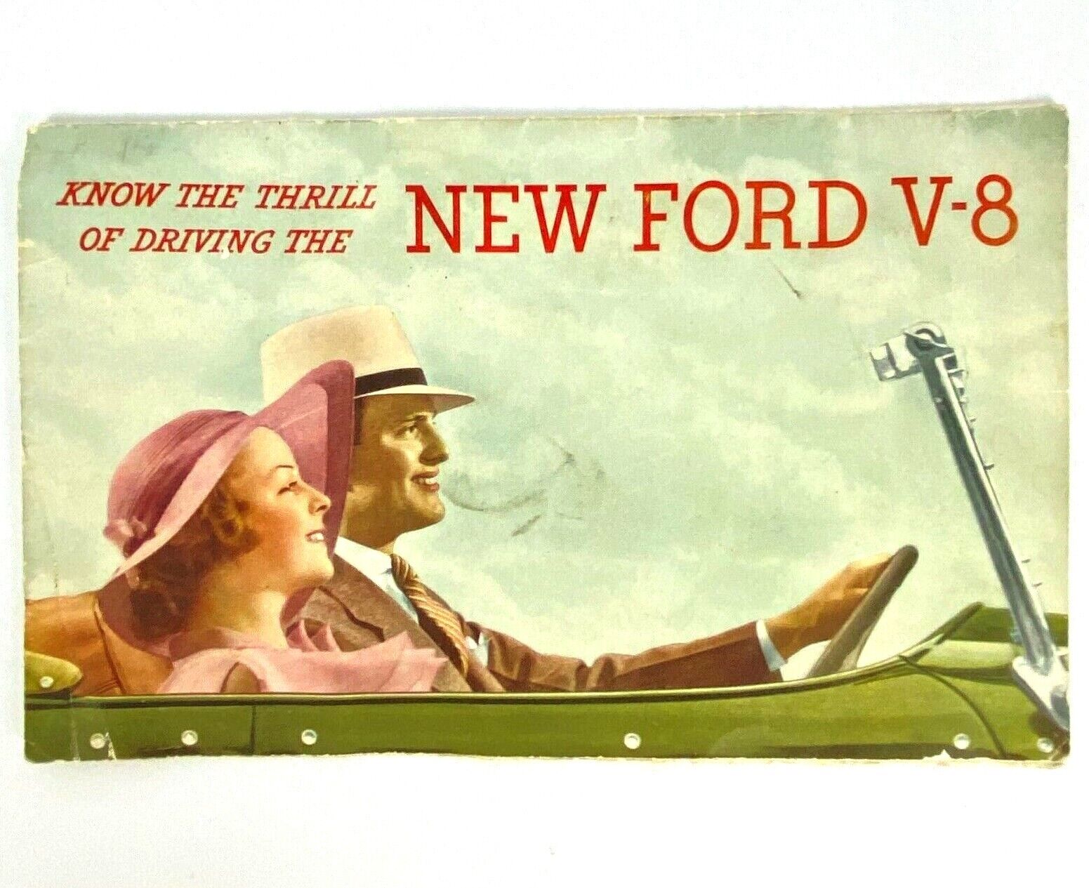 1934 New Ford Motor Company V-8 Advertising Fold Out Brochure Old Cars