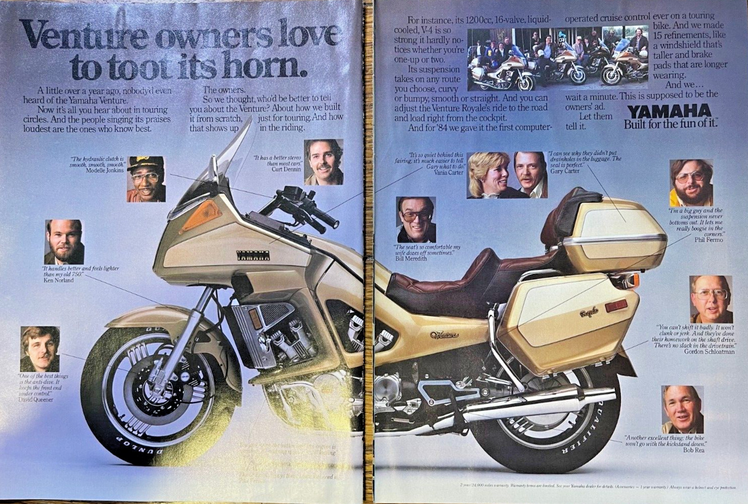 1984 Vintage Magazine Advertisement Yamaha Venture Motorcycles