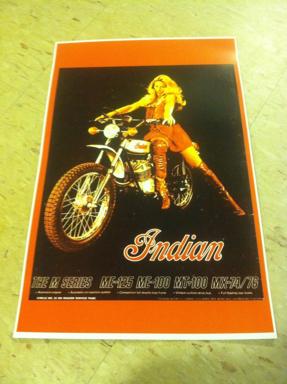 Vintage Indian Dirtbike motorcycle Poster Man Garage Art Christmas a335