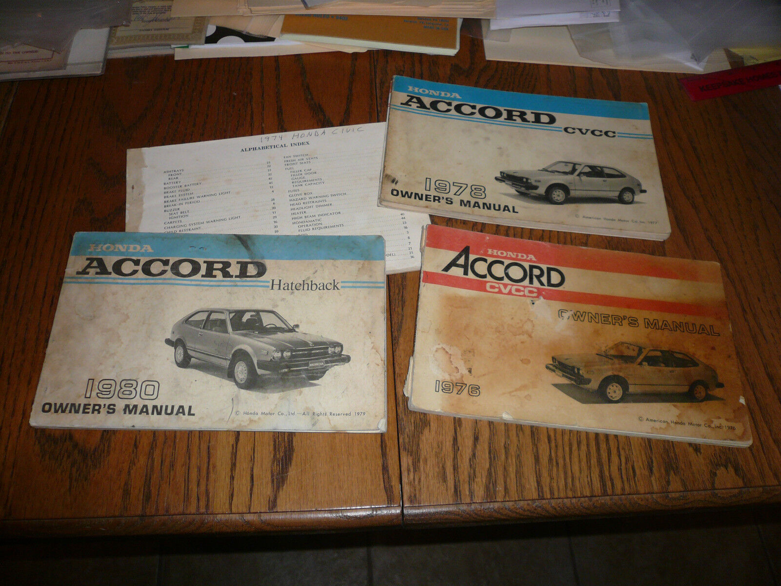 1974 1976 1978 1988 Honda Civic Accord Owner\'s Manuals - Lot of 4