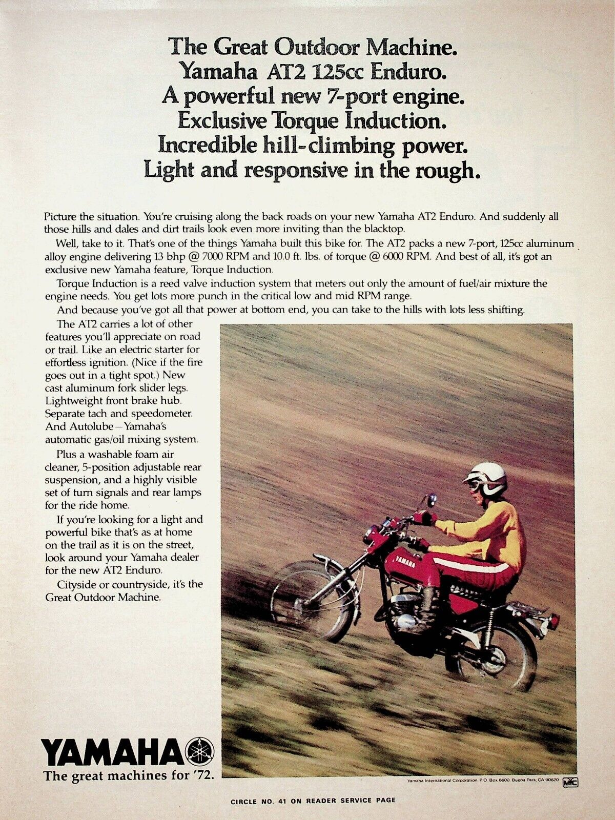 1972 Yamaha AT2 125 Enduro - Vintage Motorcycle Ad
