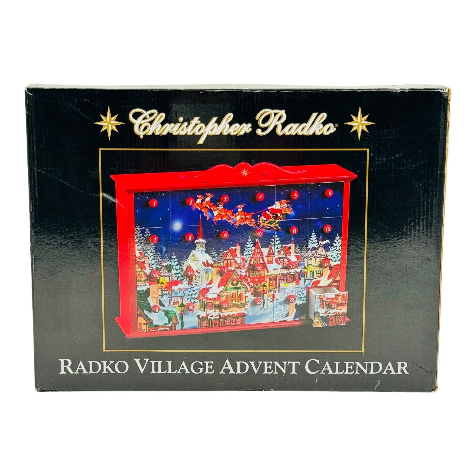 Christopher Radko Wooden Village Advent Calendar 2012 Santa Reindeer NEW SEALED