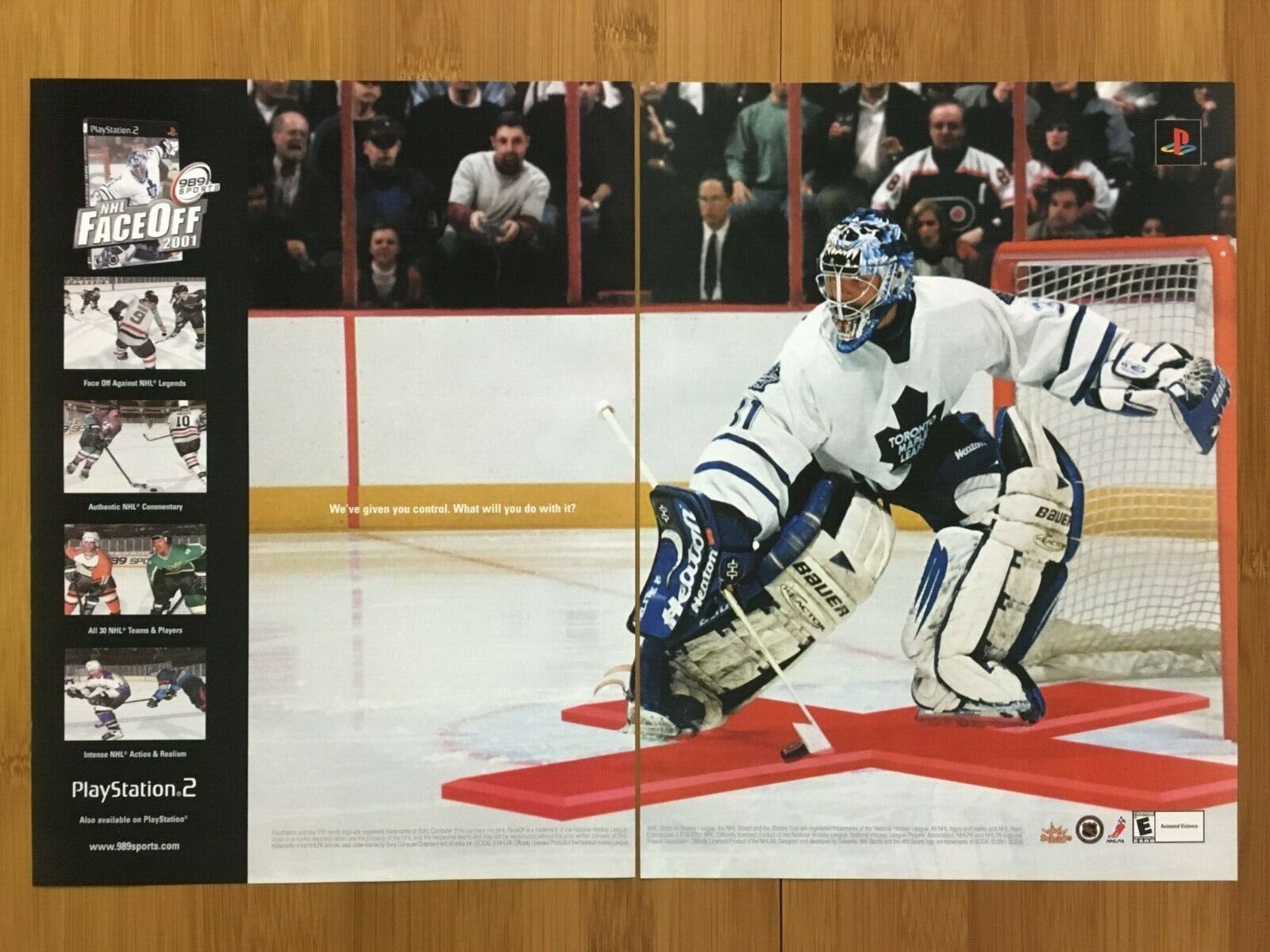 NHL FaceOff 2001 PS2 Vintage Print Ad/Poster Official Hockey CURTIS JOSEPH Art