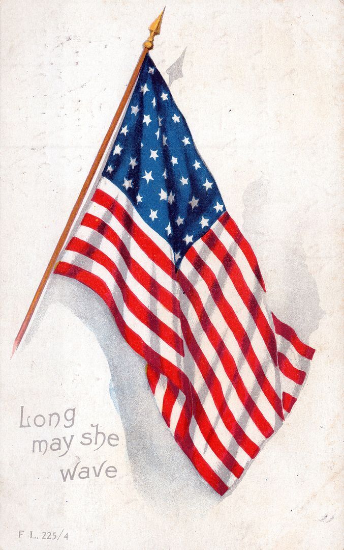 Flag Long May She Wave Patriotic Rotograph Postcard - 1910