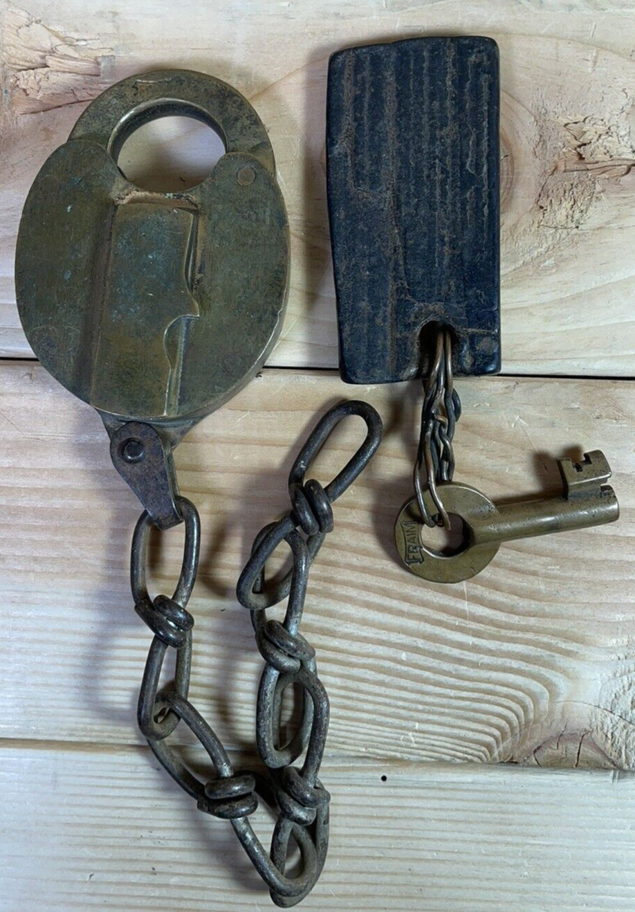 Fraim Brass Padlock Vintage Works with Original Key