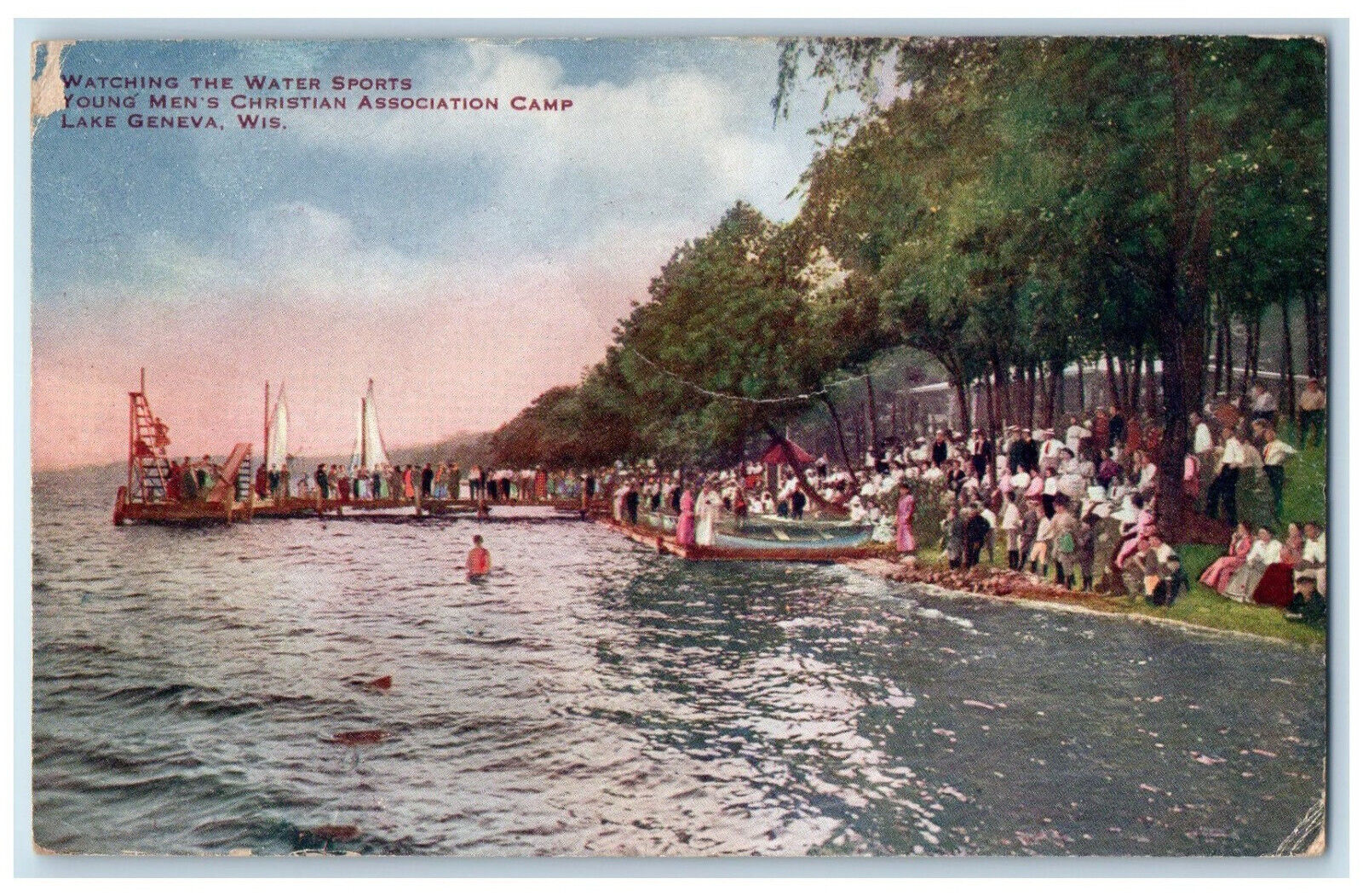 1911 Water Sports, Young Men\'s Christian Association Camp WI Postcard
