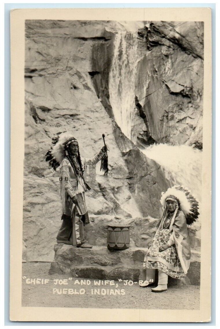 c1950\'s Chief Joe Wife Jo-Ro Pueblo Native American Indians RPPC Photo Postcard