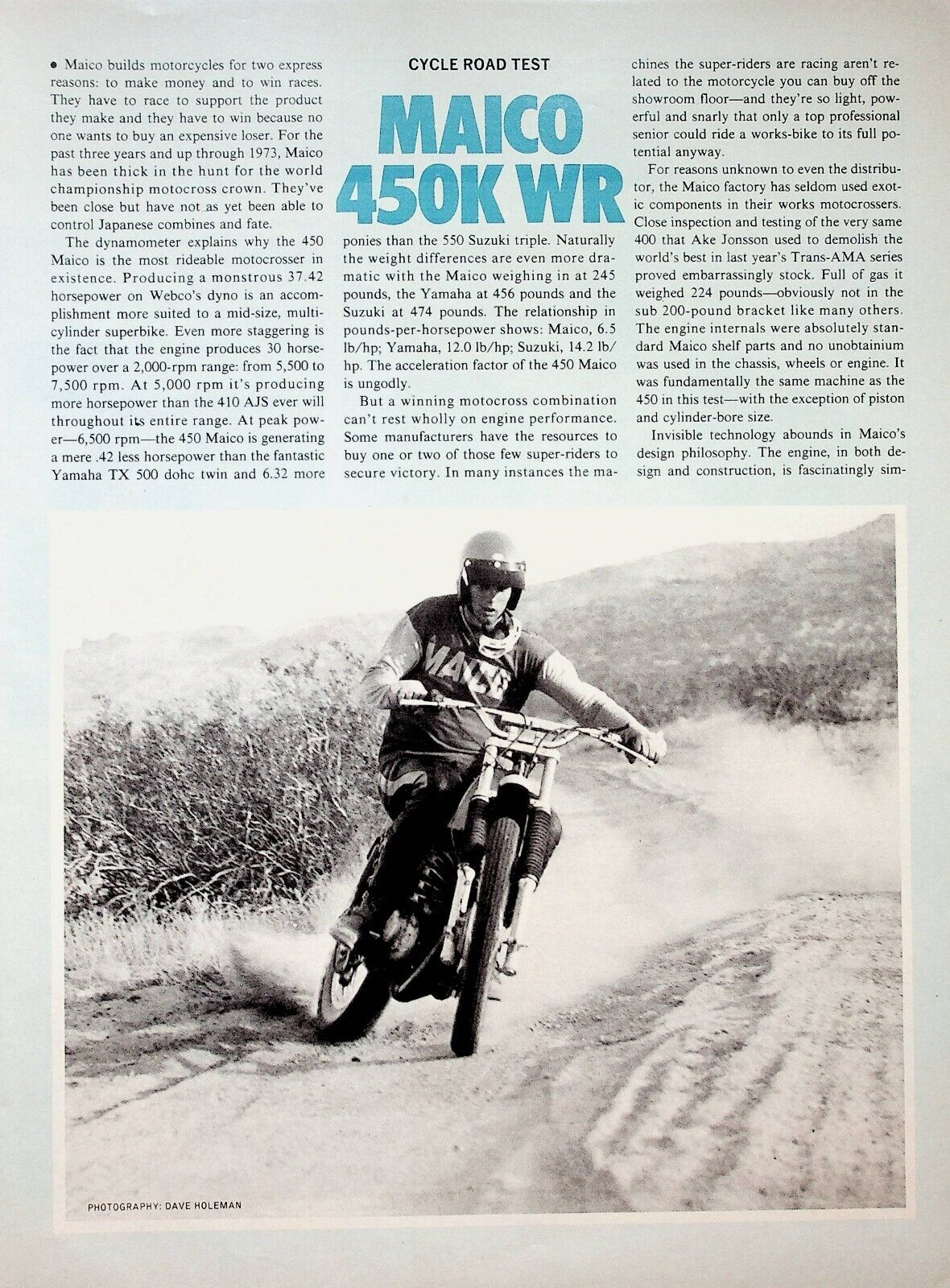 1973 Maico 450K WR - 7-Page Vintage Motorcycle Road Test Article