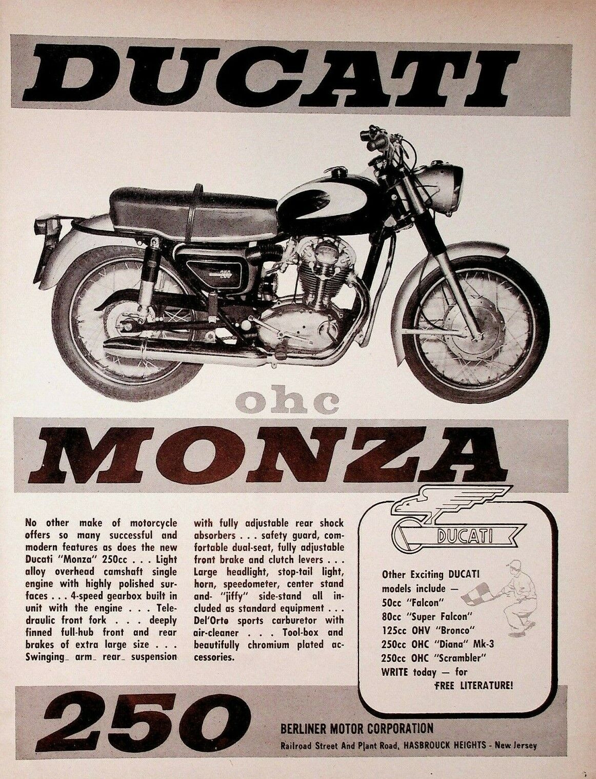 1964 Ducati Monza 250 - Vintage Motorcycle Ad