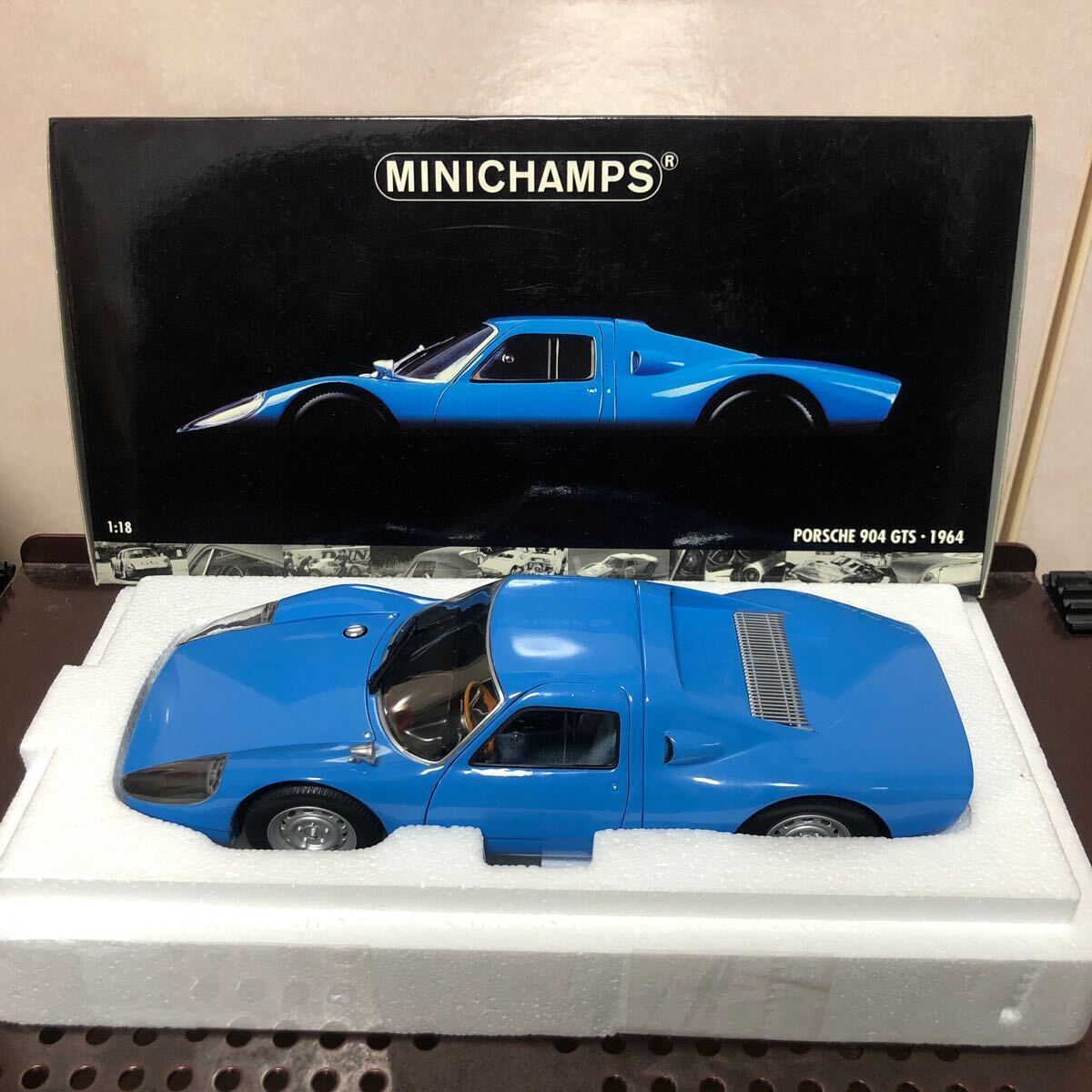 770 Diecast Car 1/18 MINI CHAMPS Porsche 904 GTS 1964 Blue Porsche Model Compl