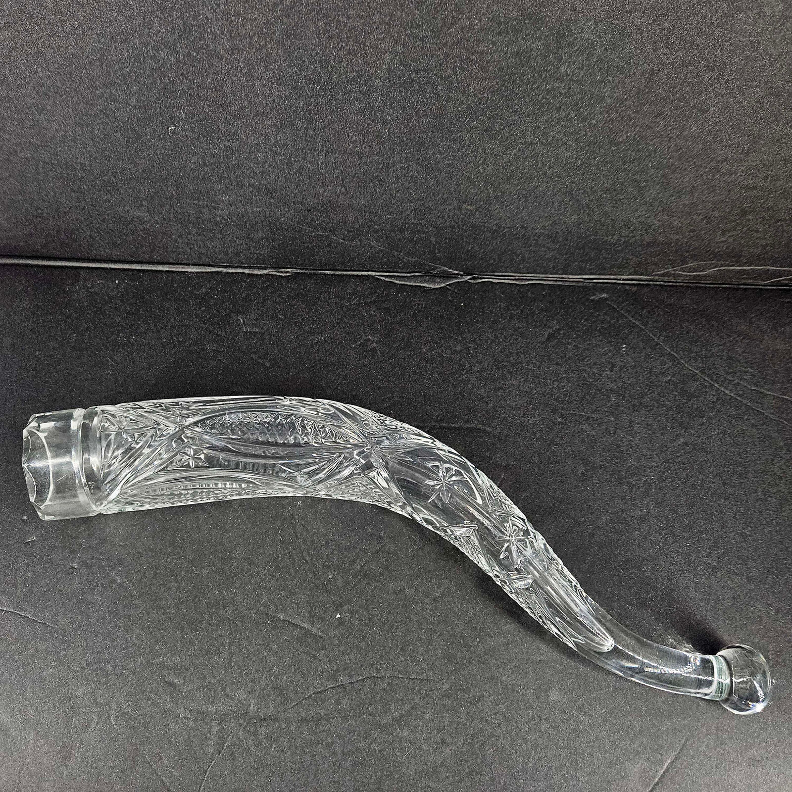 Vintage Cut Glass Crystal Long Unique Drinking Wine Horn 14\