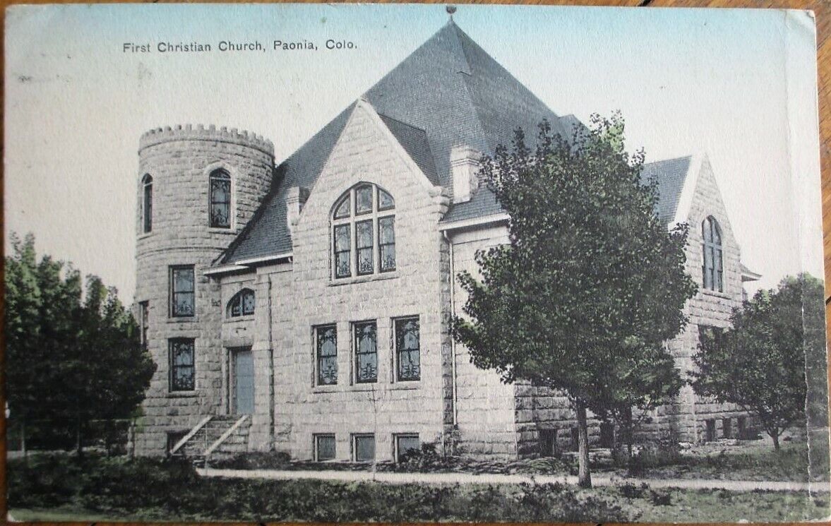 Paonia, CO 1912 Postcard: First Christian Church - Colorado Colo