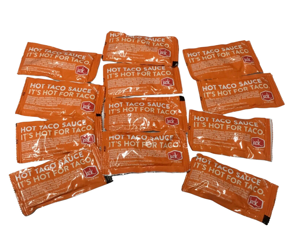 12 Lot Jack In The Box Hot Taco Sauce Packets New Ready To Ship