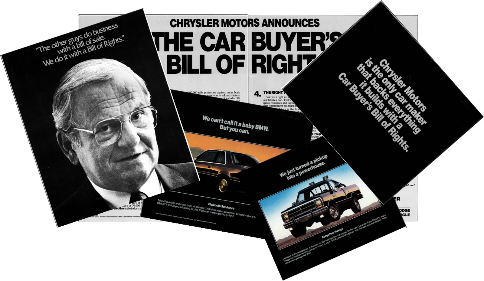 1989 Chrysler Iacocca Car Buyer Bill of Rights Model Brochure Magazine Print Ad