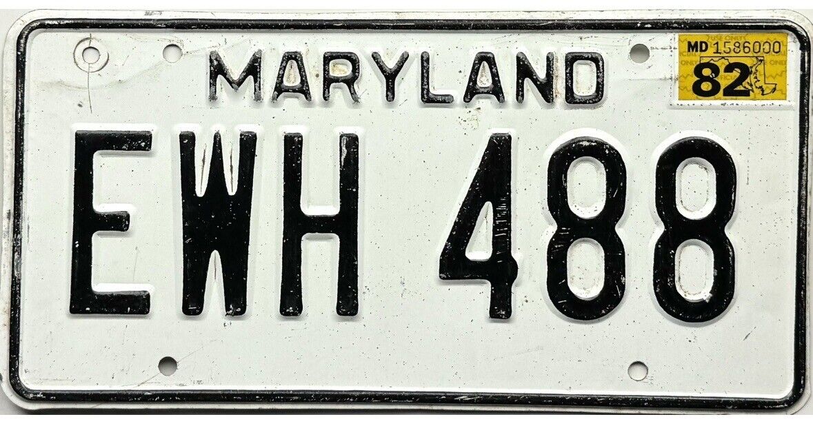 *BARGAIN BIN*  1982 Maryland License Plate #EWH 488