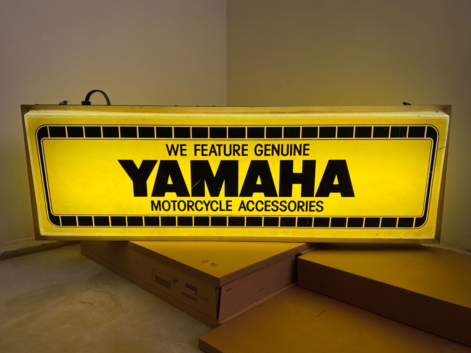 Vintage Yamaha Motorcycle Accesories lighted dealer sign 