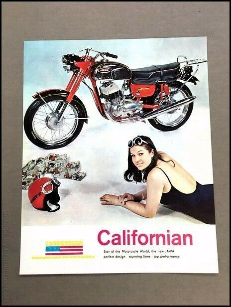 1972 Jawa Californian 350 Bike Motorcycle 1-page Vintage Brochure Spec Sheet