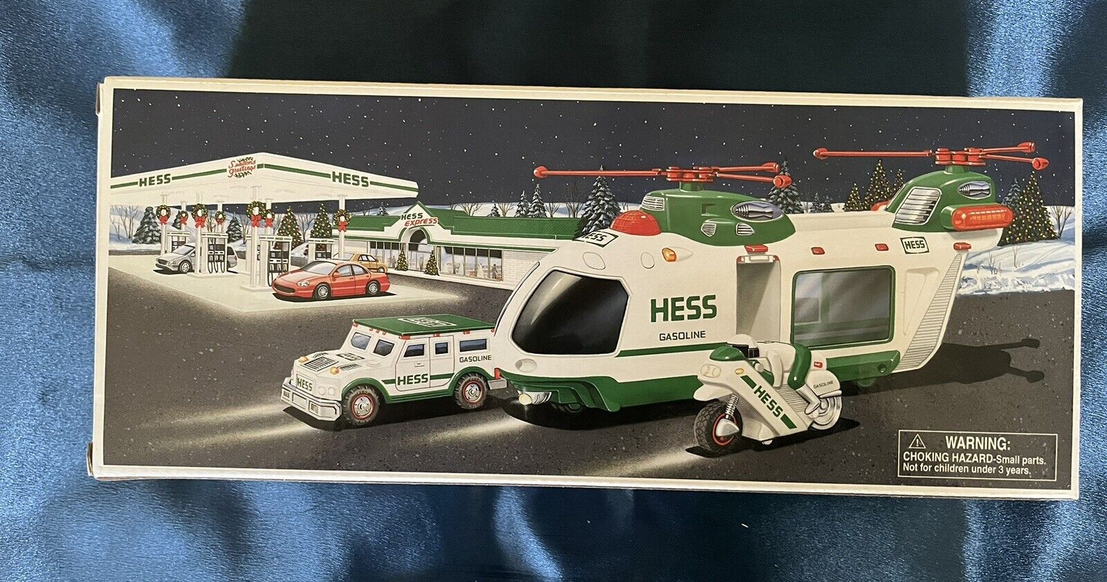 2001 Hess Truck, Helicopter With Motorcycle And Cruiser 🏁 Never Been Out Of Box