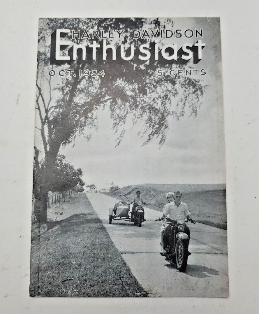 Harley-Davidson Enthusiast A Magazine For Motorcyclists Oct. 1934 Vintage