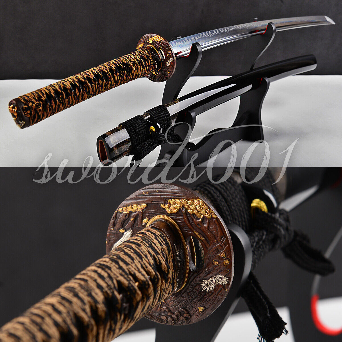 Hand-Forged High Quality Japanese Samurai Katana Sword Real Hamon Gilded Tiger