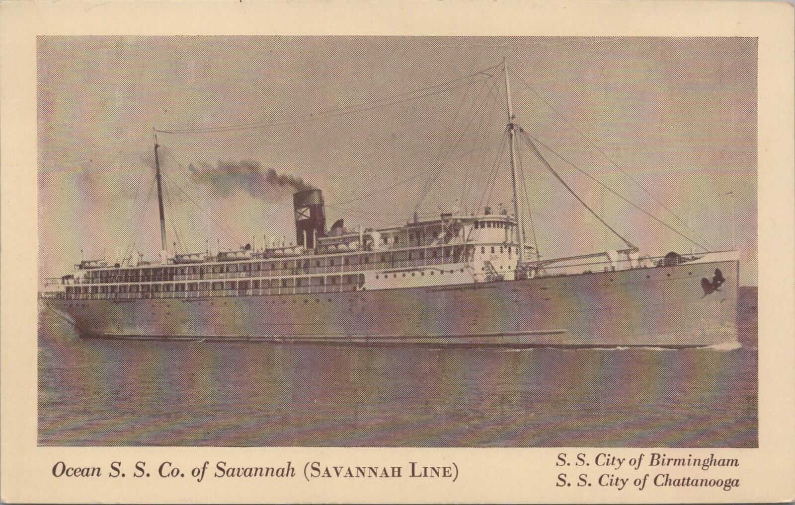 Postcard Ship Ocean SS Co of Savannah Savannah Line 