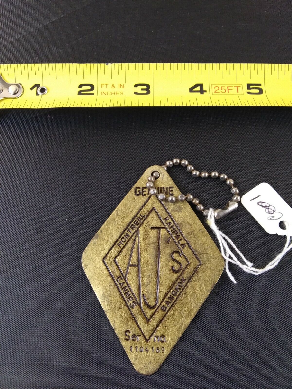Vintage AJS Montreal Panned Bangkok Keychain Key Ring Chain Fob Hangtag *EE51