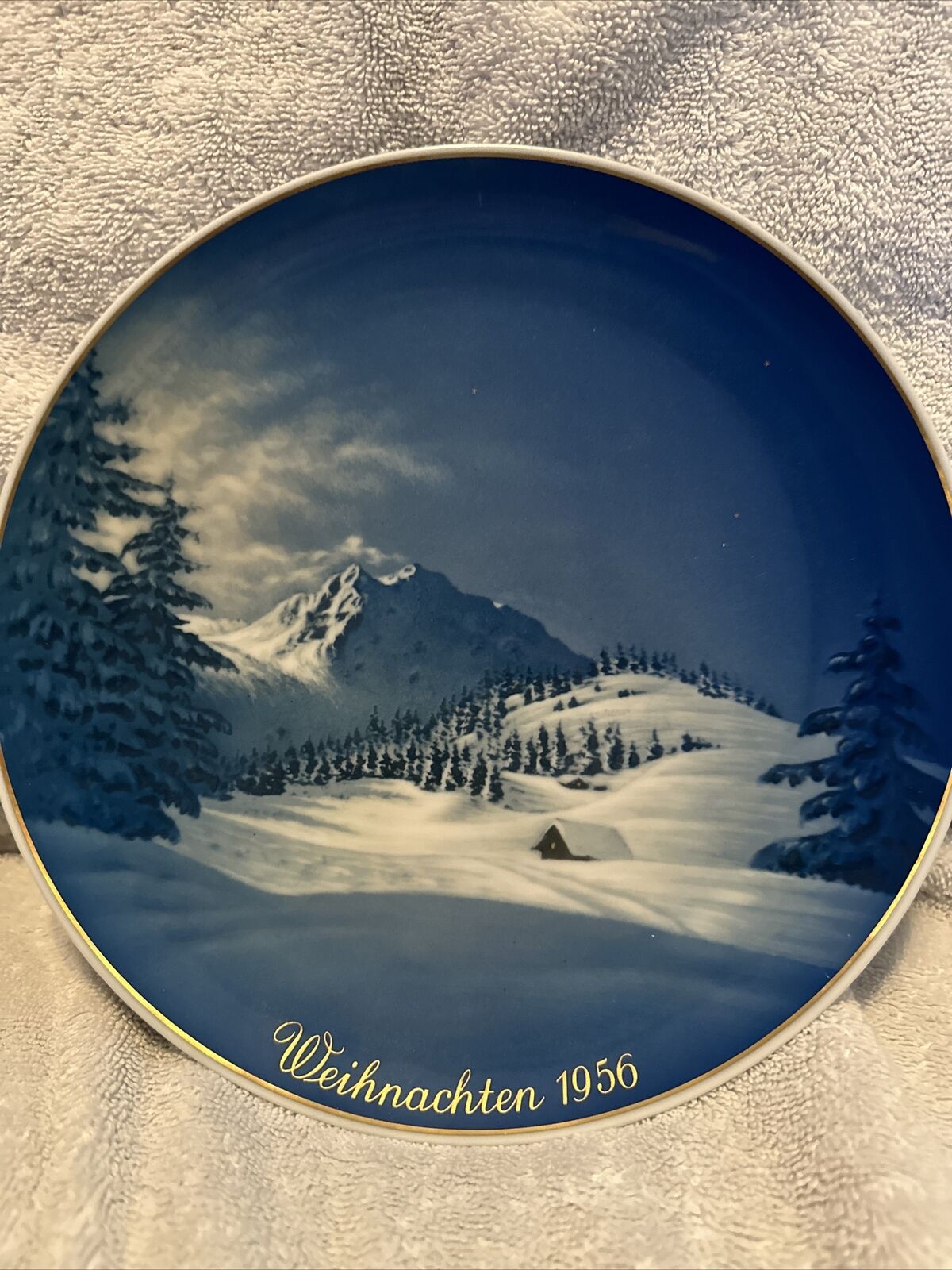 ROSENTHAL 1956 Christmas Plate Weihnachten Auf Dex Alm hand-painted Vintage