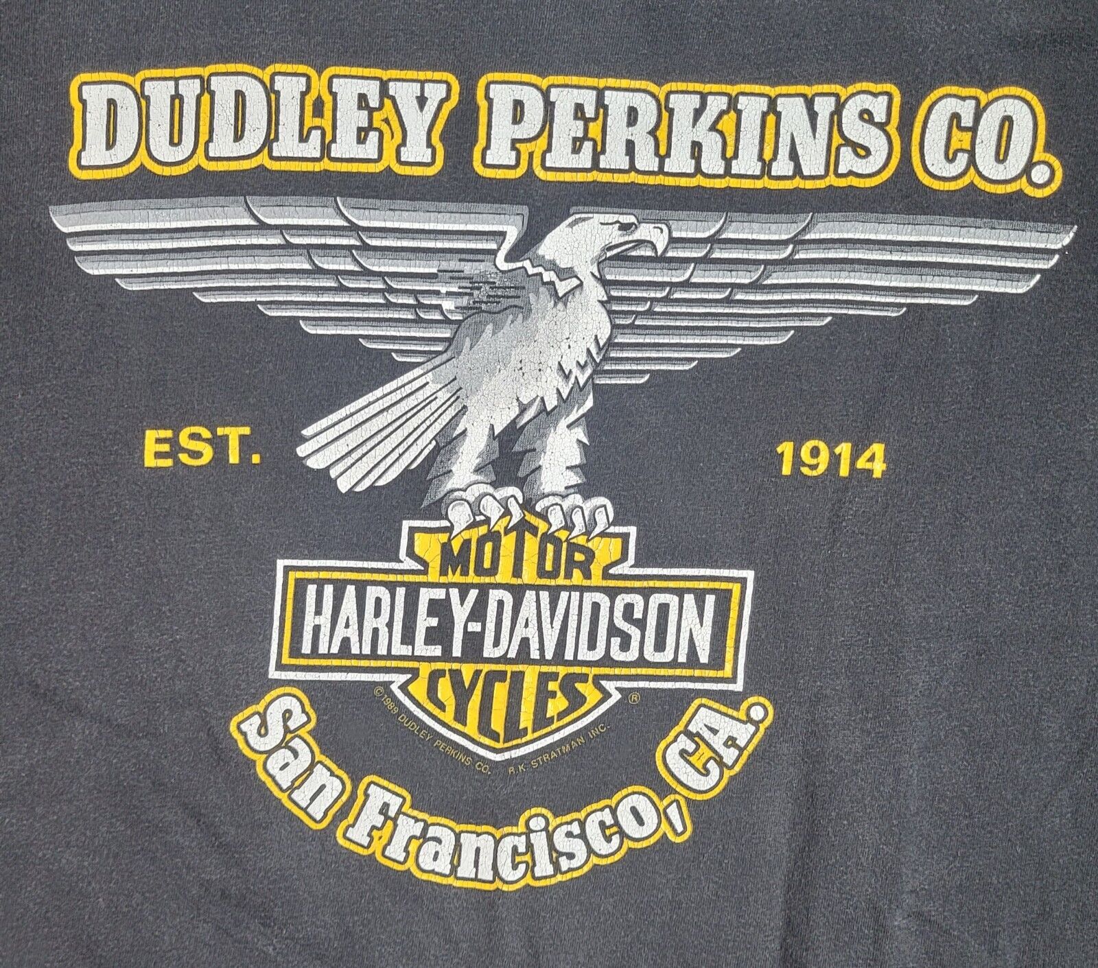VTG 1989 Harley Davidson San Francisco Dudley Perkins Co. Single Stitch XL