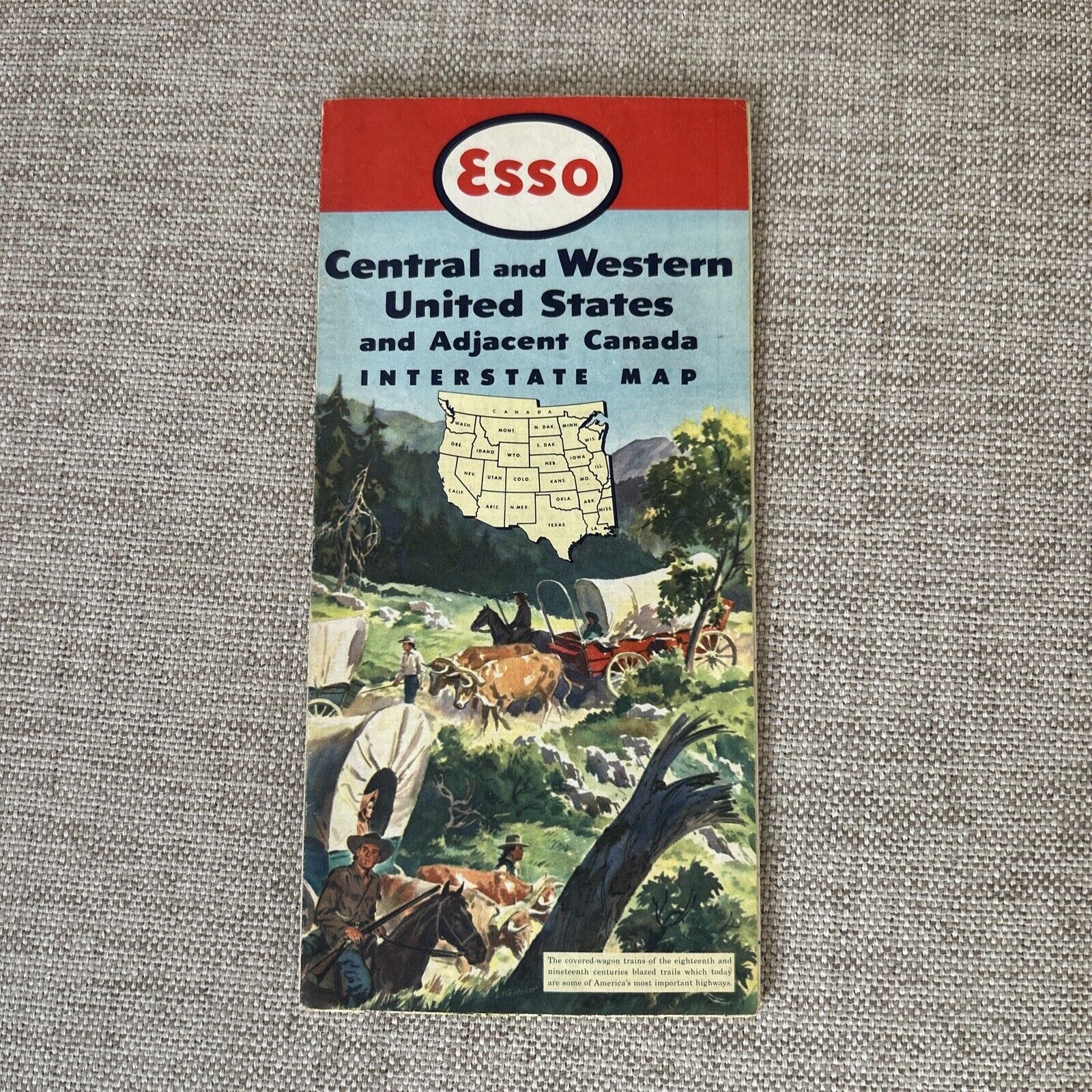Vintage 1952  ESSO Central and Western US Gas Service Station Road Map