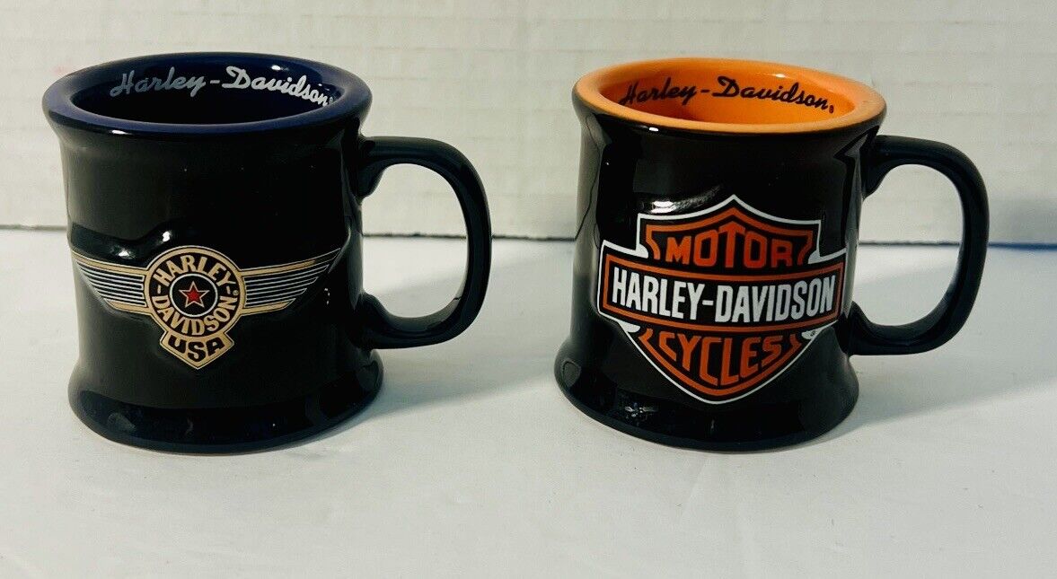 Two HARLEY DAVIDSON Miniature Mugs 2” High Officially Licensed HD Merch