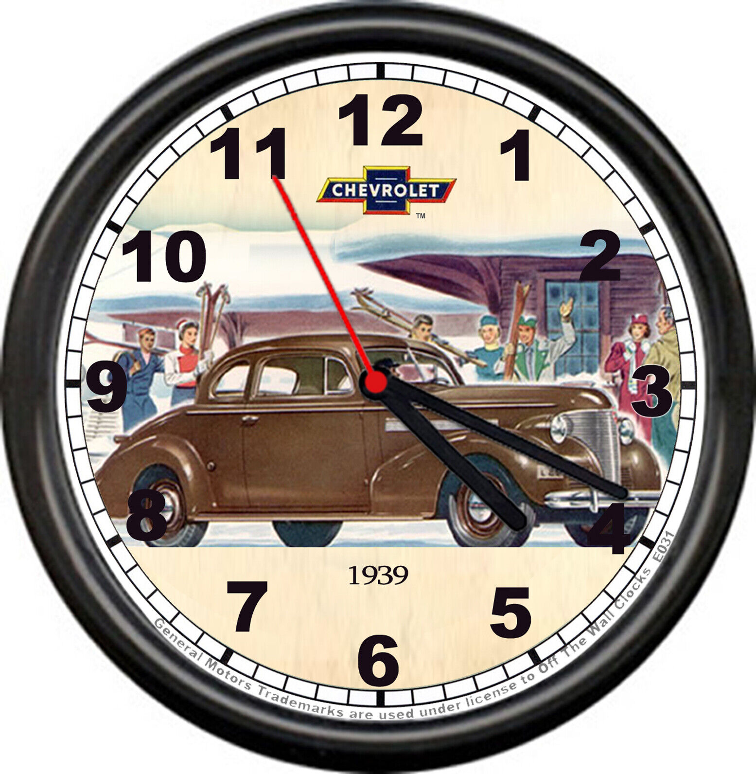 Licensed 1939 Classic Chevy 2 Dr Coupe Chevrolet General Motors Sign Wall Clock