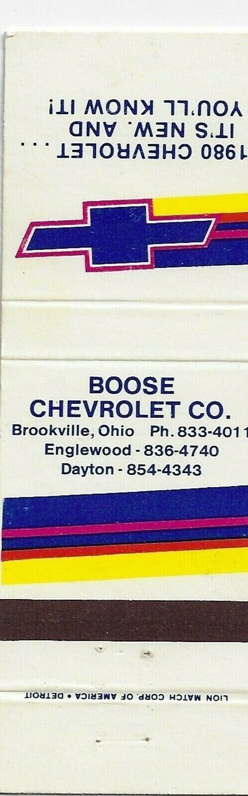 Empty Matchbook Cover 1980 Chevrolet It\'s New and You\'ll Know It Brookville Ohio