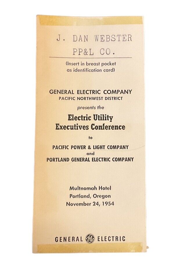1954 General Electric Utility Executives Conference Portland OR Meeting ID A1