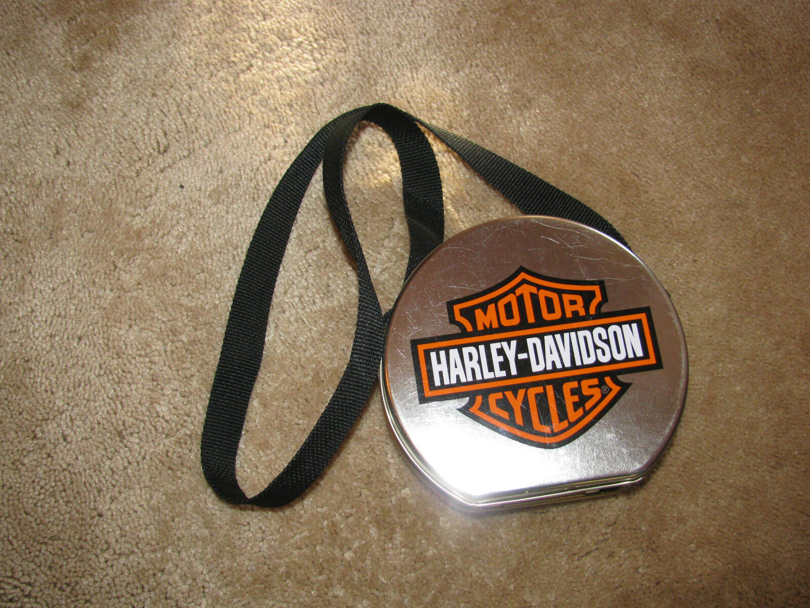 HARLEY DAVIDSON Metal Container with Strap NICE