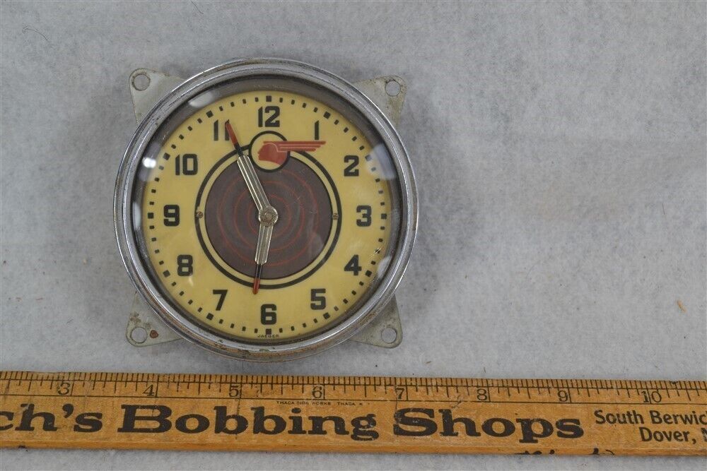 pontiac clock 1936 auto w/emblem Jaeger Watch Co. NY 3.75 original antique 