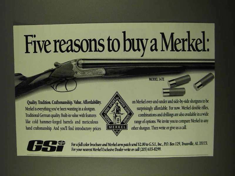 1994 GSi Merkel Model 147E Shotgun Ad - Five Reasons