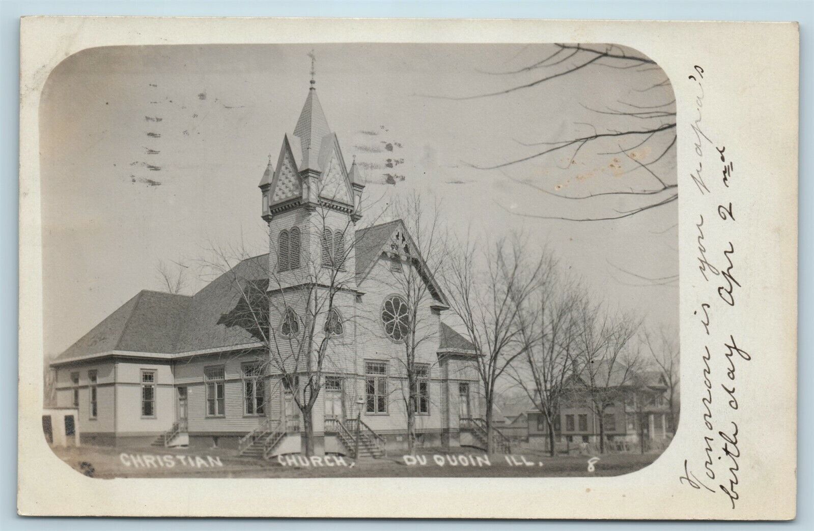 Postcard IL Du Quoin Duquoin Illinois Christian Church c1909 Real Photo RPPC A42