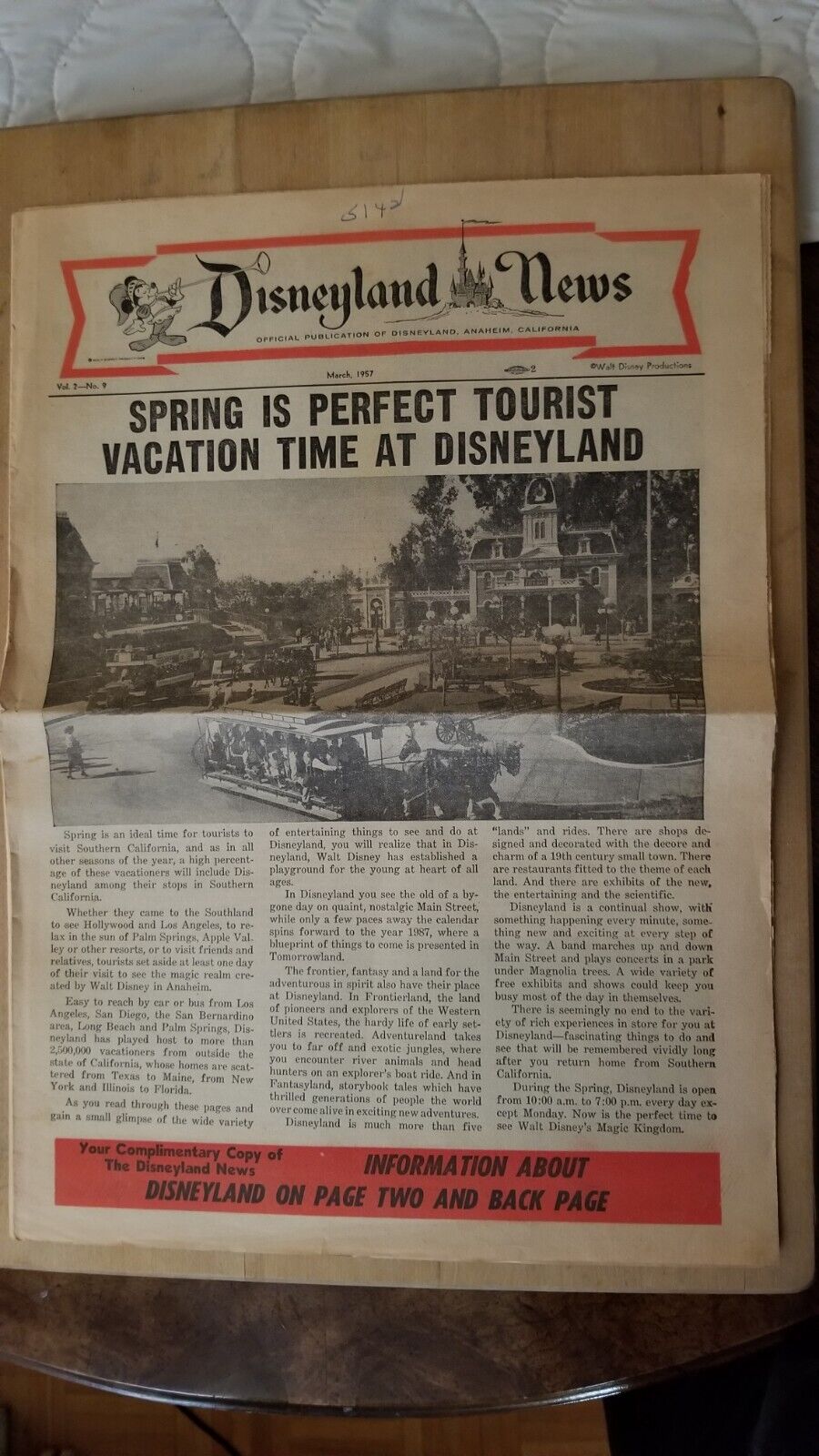 Vintage 1956 Disneyland News Vol 2 No 9 Very Rare Issue