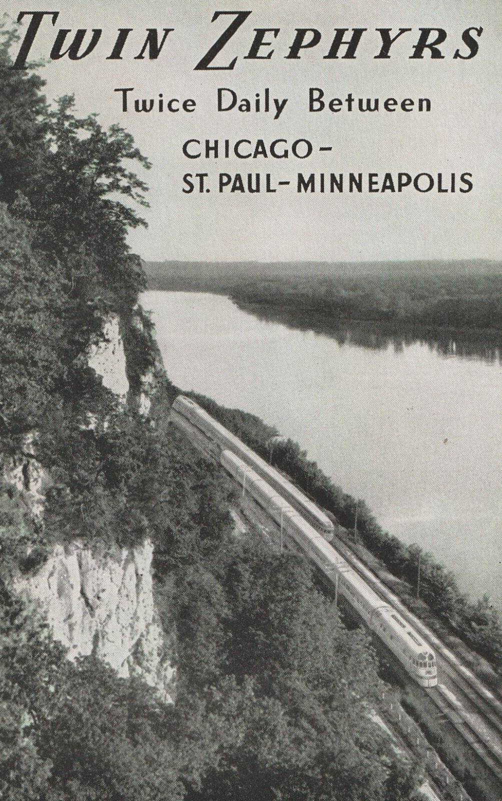 Vintage Postcard Trains Twin Zephyrs Chicago-St. Paul-Minneapolis Twice Daily