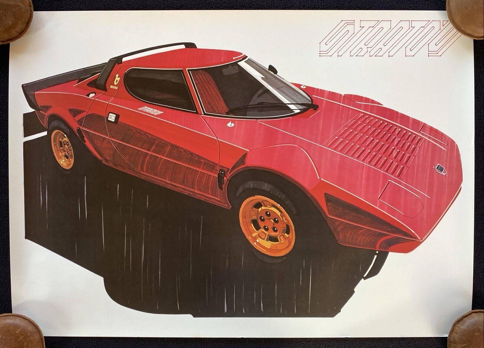 Vintage 1977 Lancia Stratos HF Stradale Poster 