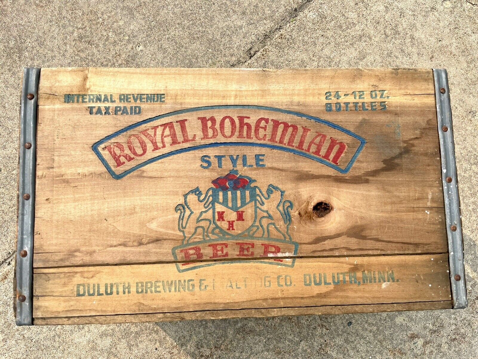 ROYAL BOHEMIAN BEER CRATE DULUTH brewing Minnesota antique  wood box